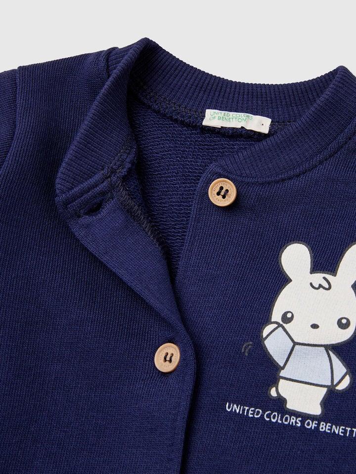 Benetton Sweatsuit In Cotton Dark Blue