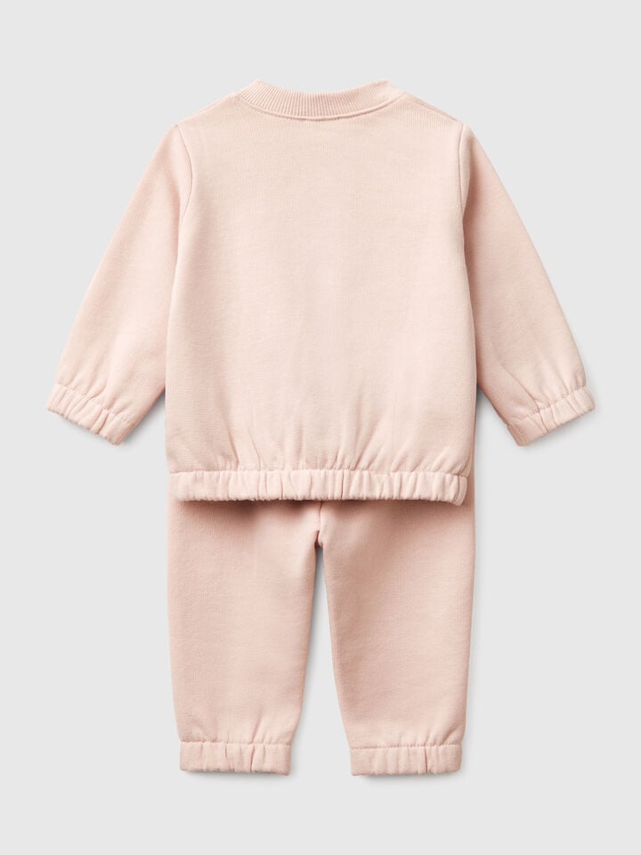 Benetton Sweatsuit In Cotton Soft Pink