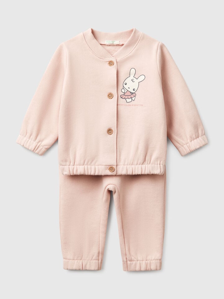 benetton Sweatsuit in cotton Soft Pink