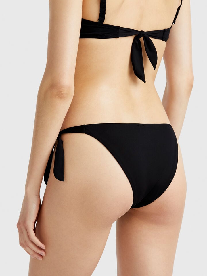 Benetton Swim Bottoms In ECONYL® With Bows Black