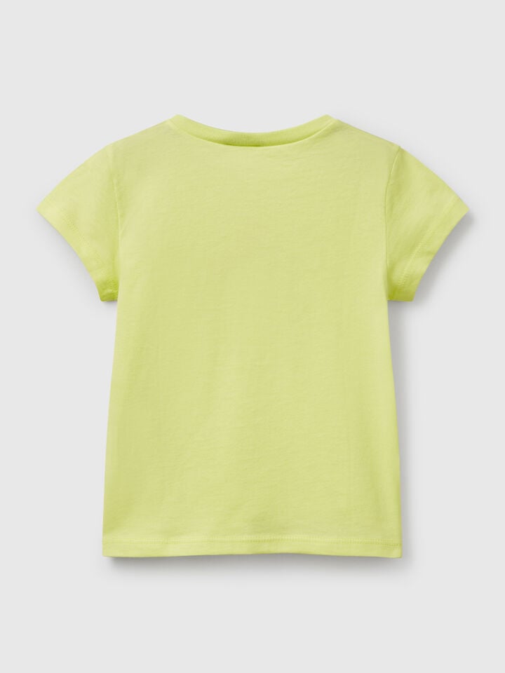 Benetton T-shirt In Cotton With Glitter Yellow