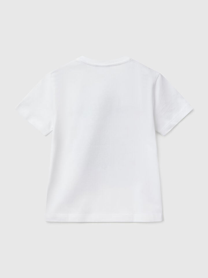 Benetton T-shirt In Cotton With Print White
