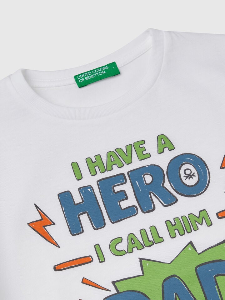 Benetton T-shirt In Cotton With Print White