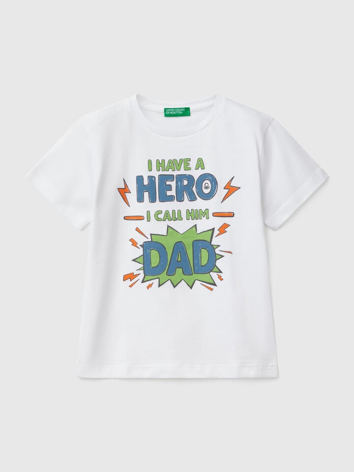 benetton T-shirt in cotton with print White