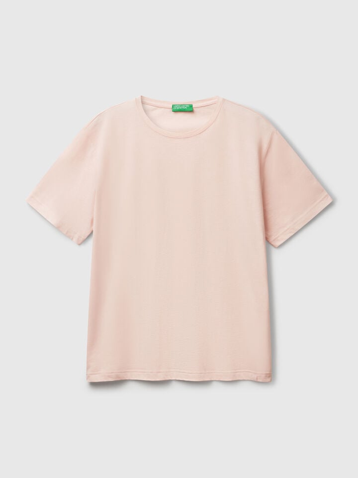 Benetton T-shirt In Lightweight Jersey Soft Pink