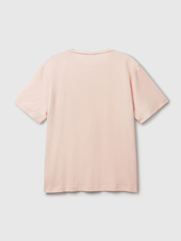 Benetton T-shirt In Lightweight Jersey Soft Pink