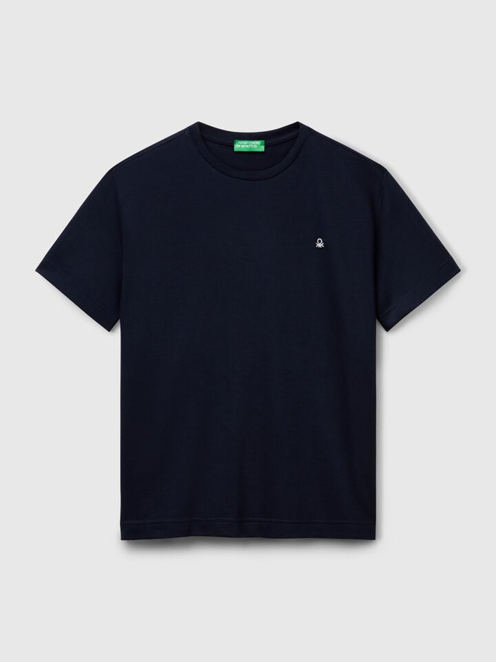 Benetton T-shirt In Micro Pique Dark Blue