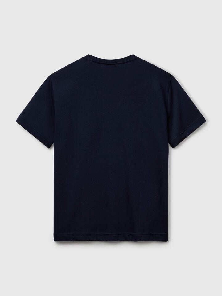Benetton T-shirt In Micro Pique Dark Blue