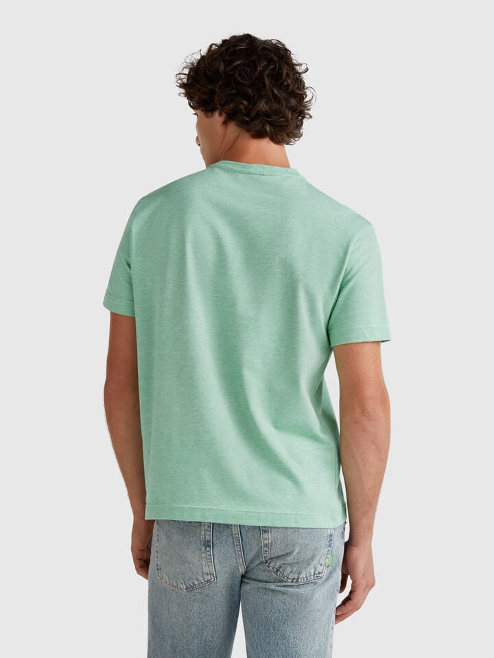 Benetton T-shirt In Micro Pique Green