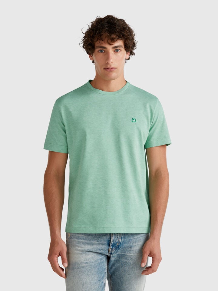 Benetton T-shirt In Micro Pique Green