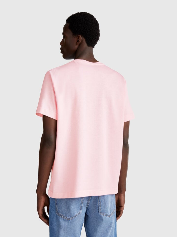 Benetton T-shirt In Micro Pique Pink