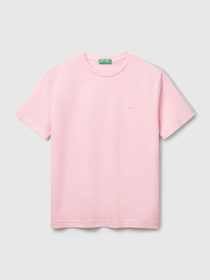 Benetton T-shirt In Micro Pique Pink