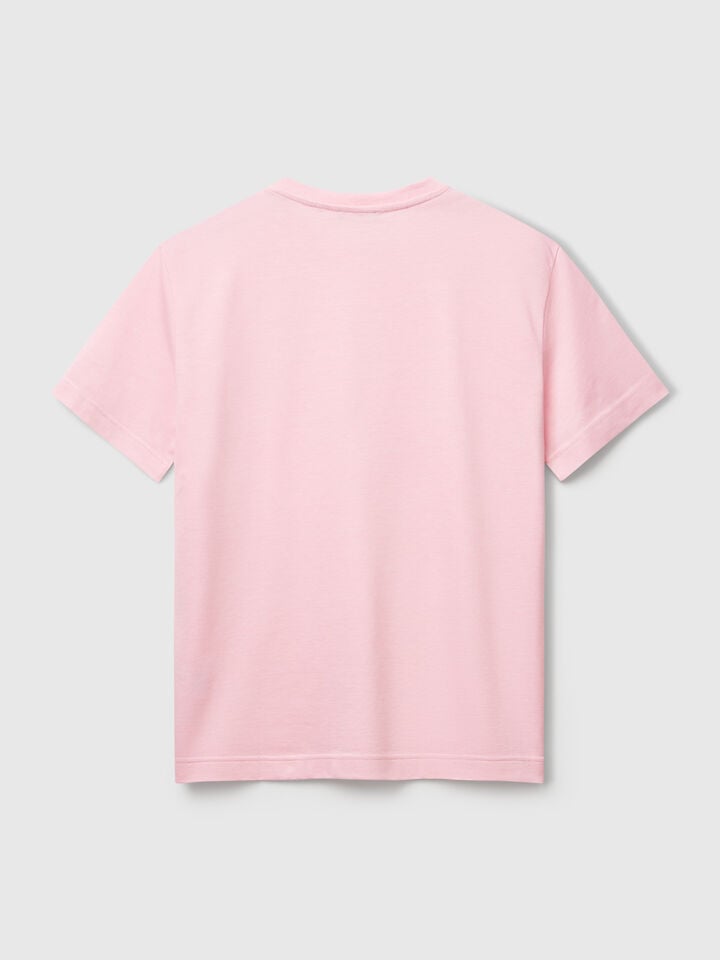 Benetton T-shirt In Micro Pique Pink