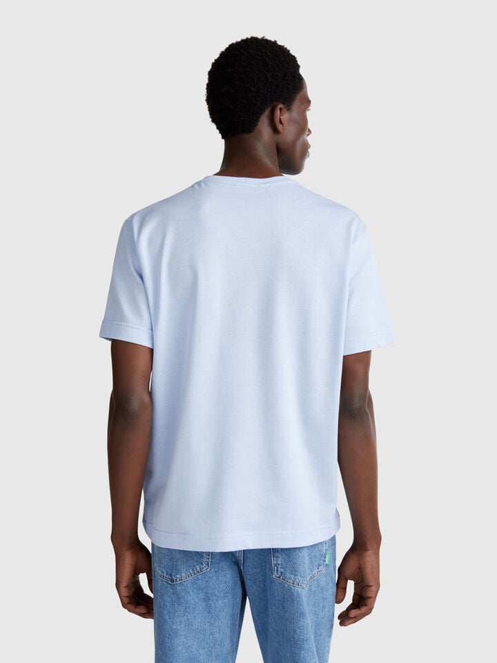 Benetton T-shirt In Micro Pique Sky Blue