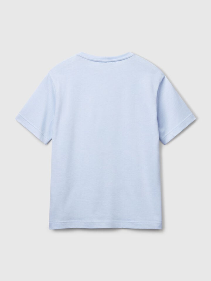 Benetton T-shirt In Micro Pique Sky Blue