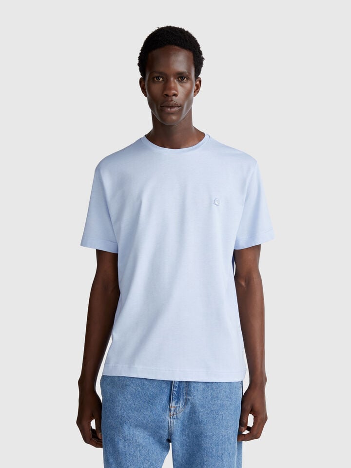 benetton T-shirt in micro pique Sky Blue