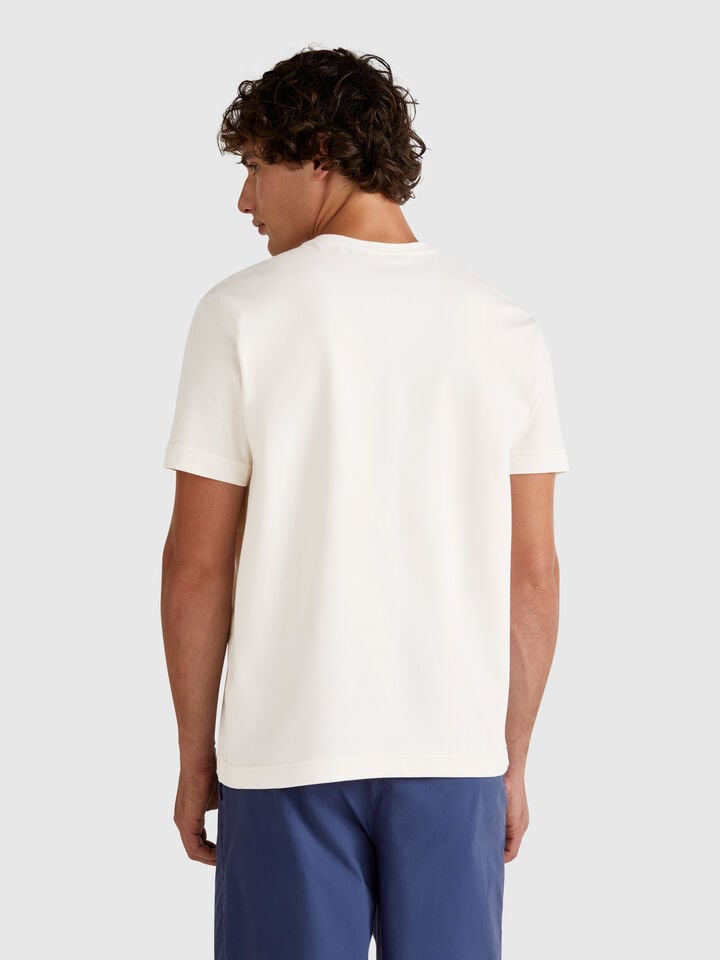 Benetton T-shirt In Micro Pique White