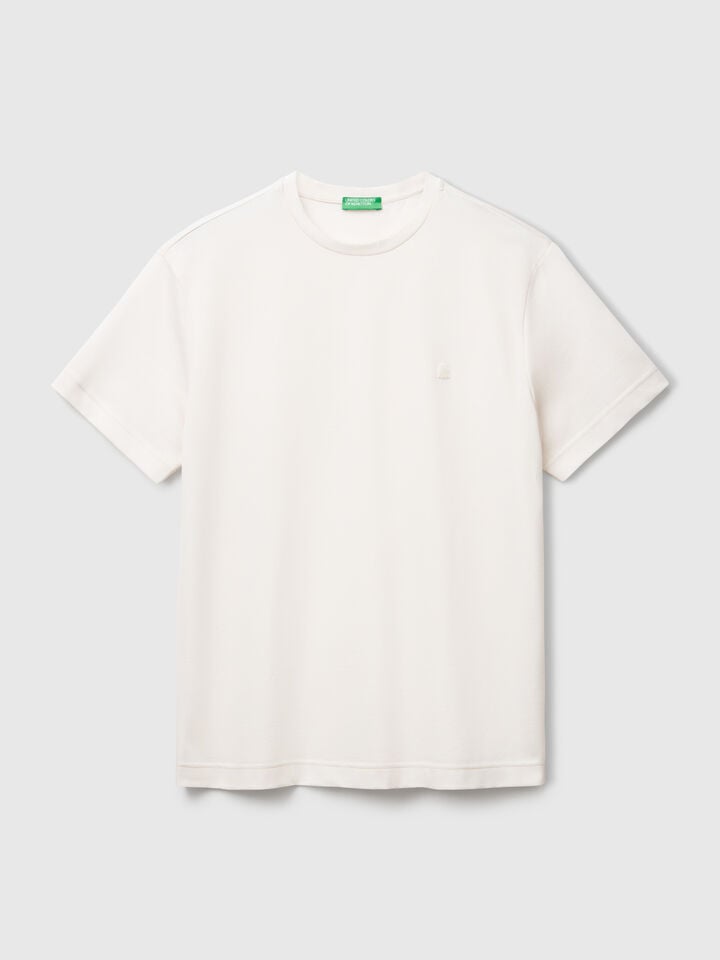 Benetton T-shirt In Micro Pique White
