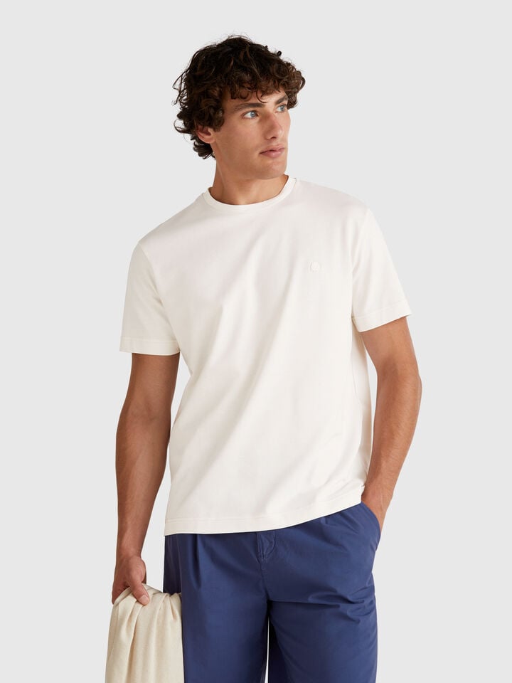 benetton T-shirt in micro pique White