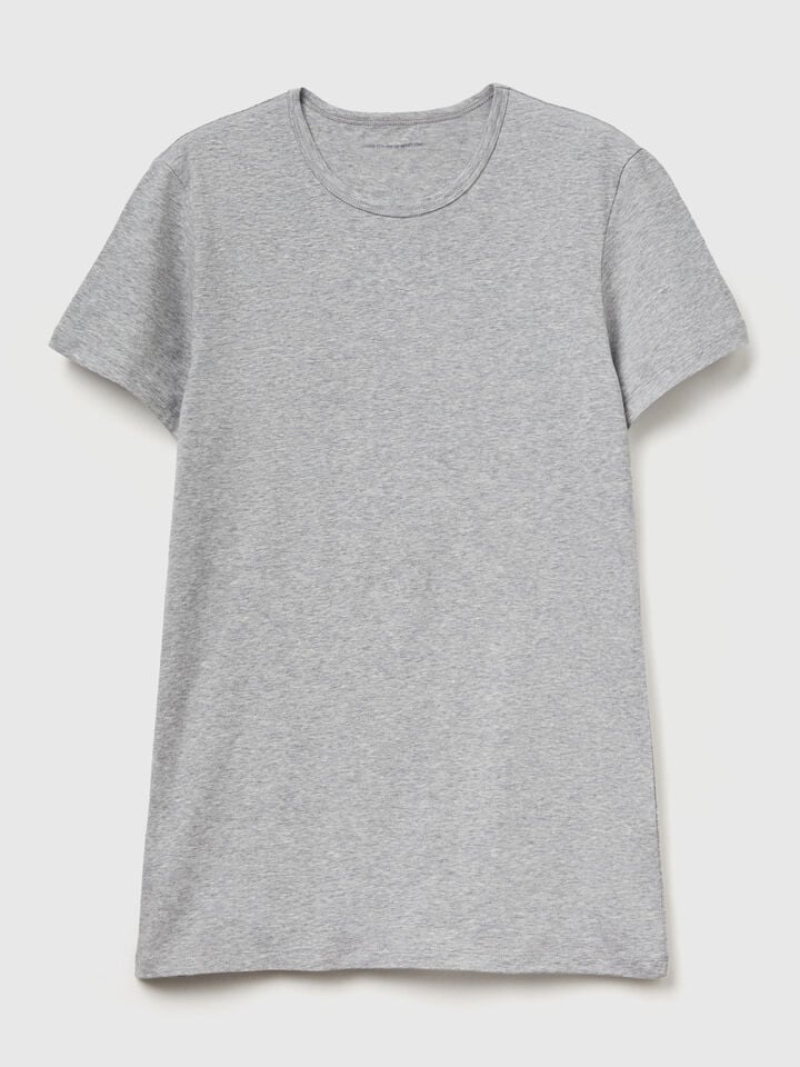 Benetton T-shirt In Stretch Cotton Light Gray