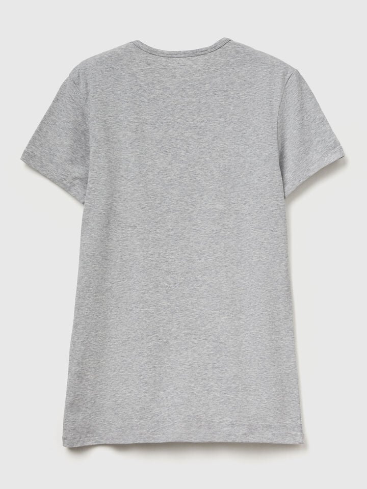 Benetton T-shirt In Stretch Cotton Light Gray
