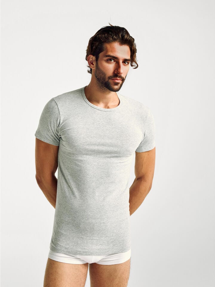 Benetton T-shirt In Stretch Cotton Light Gray