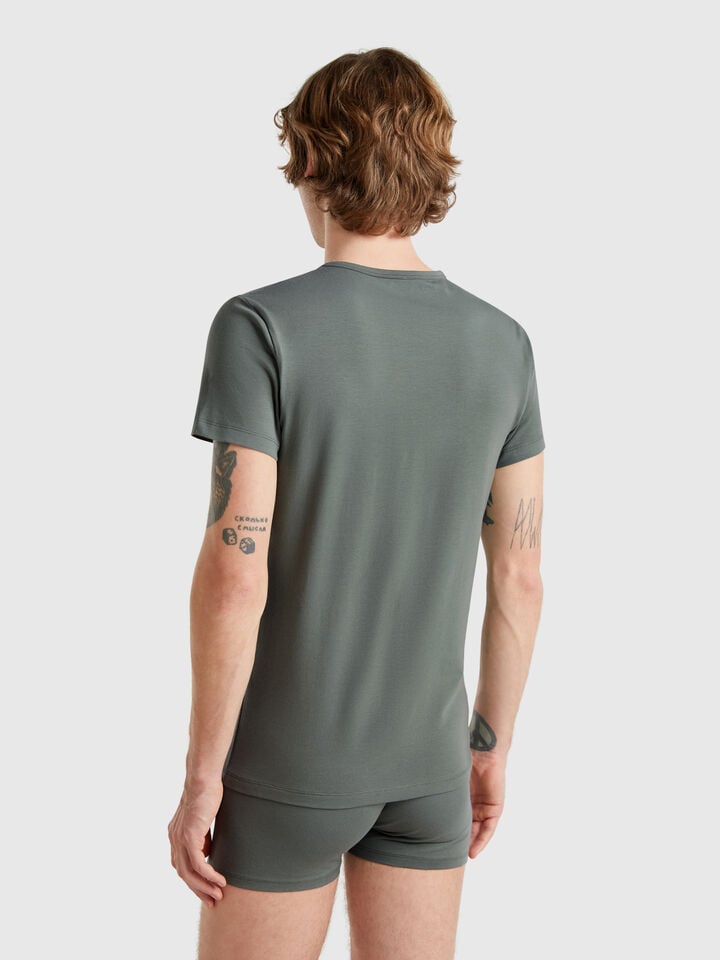 Benetton T-shirt In Stretch Cotton Light Green