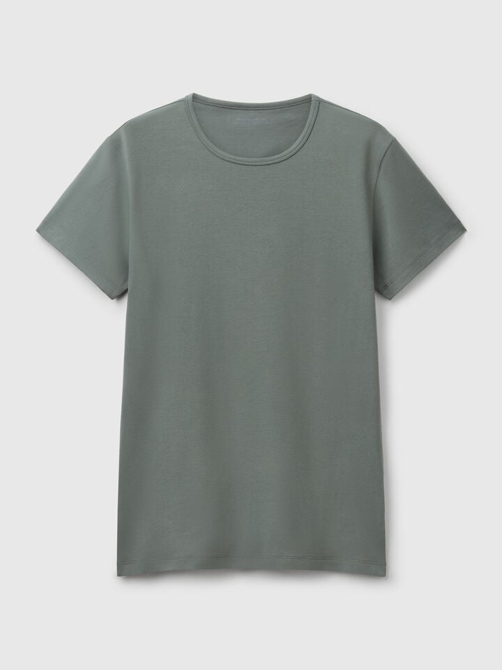 Benetton T-shirt In Stretch Cotton Light Green