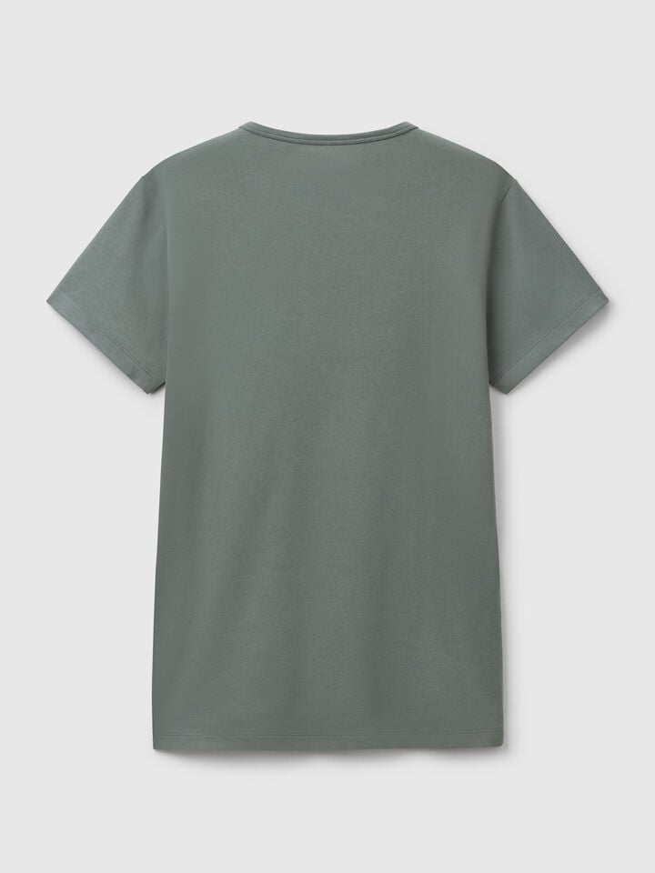 Benetton T-shirt In Stretch Cotton Light Green