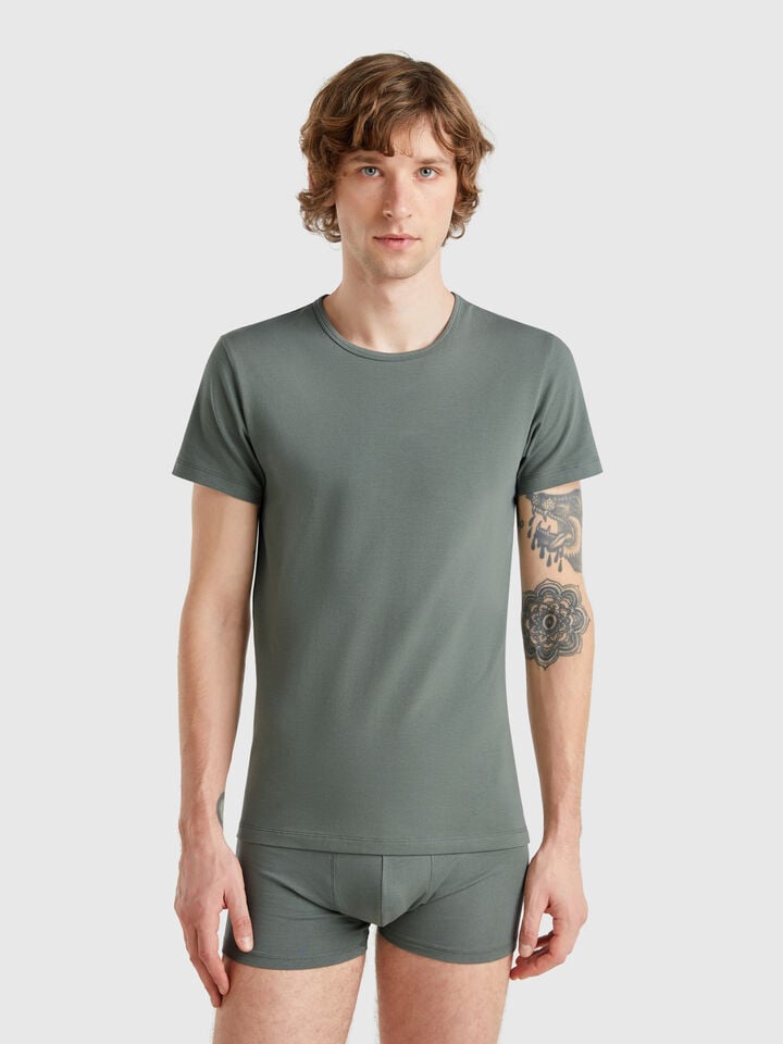 benetton T-shirt in stretch cotton Light Green