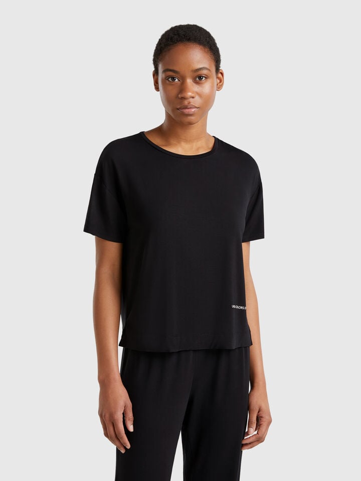 benetton T-shirt in stretch Modal Black