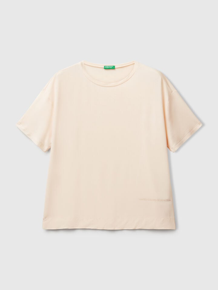 Benetton T-shirt In Stretch Modal Creamy White