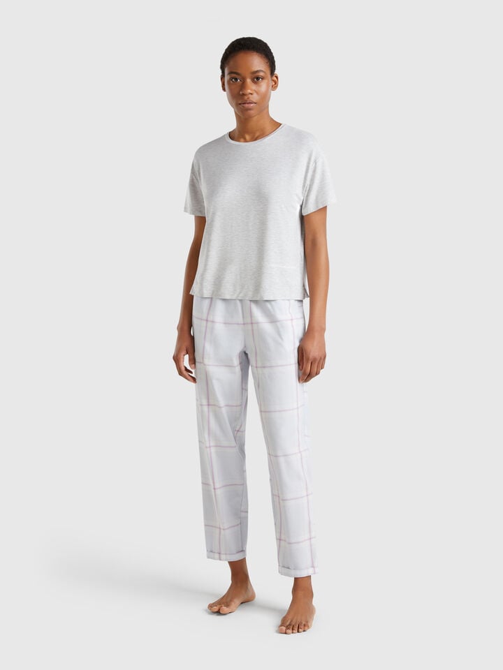 Benetton T-shirt In Stretch Modal Light Gray