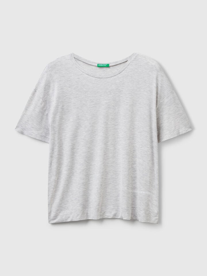 Benetton T-shirt In Stretch Modal Light Gray