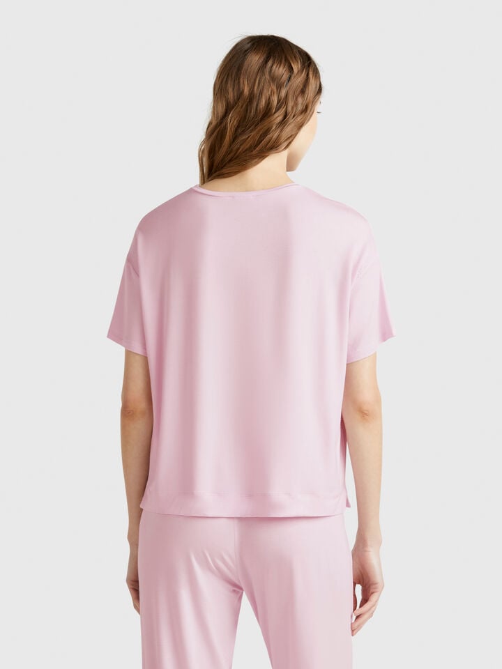 Benetton T-shirt In Stretch Modal Lilac