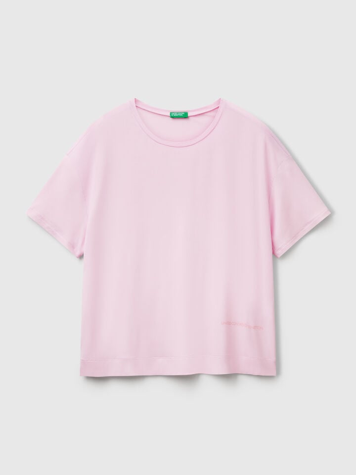 Benetton T-shirt In Stretch Modal Lilac