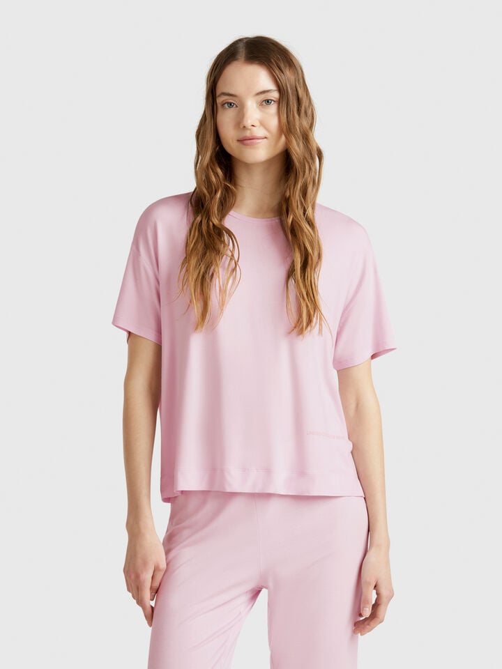 benetton T-shirt in stretch Modal Lilac