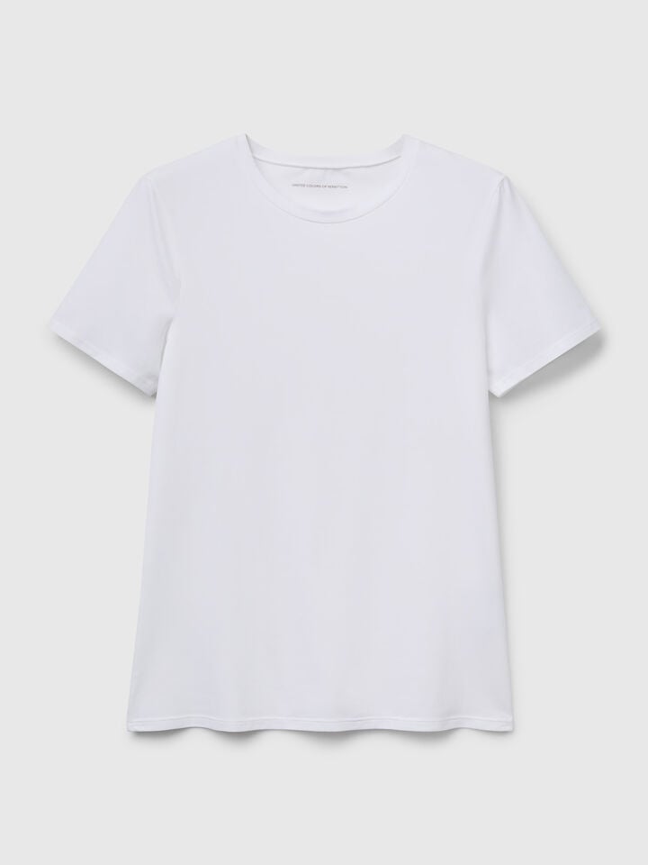 Benetton T-shirt In Super Stretch Cotton White