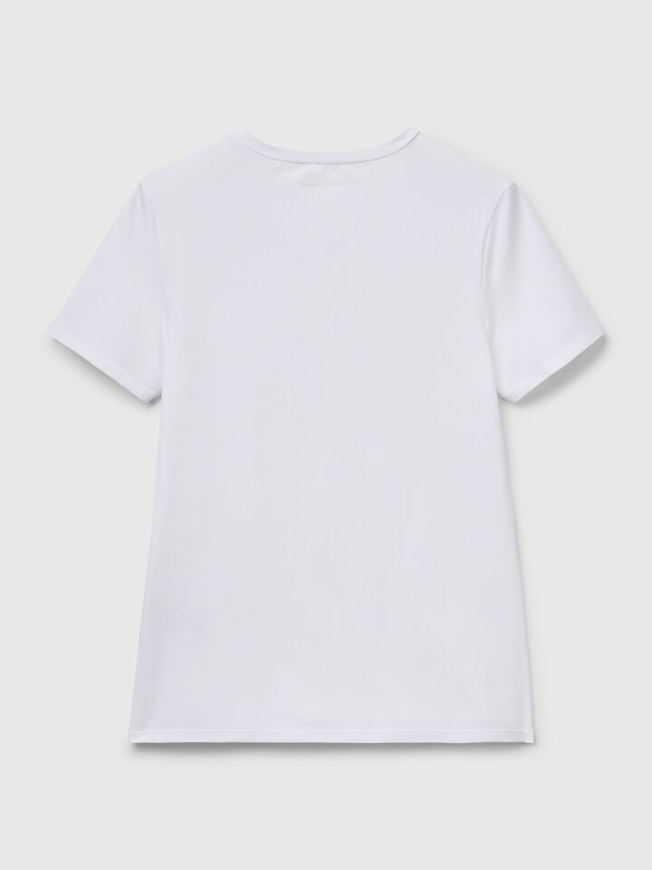Benetton T-shirt In Super Stretch Cotton White