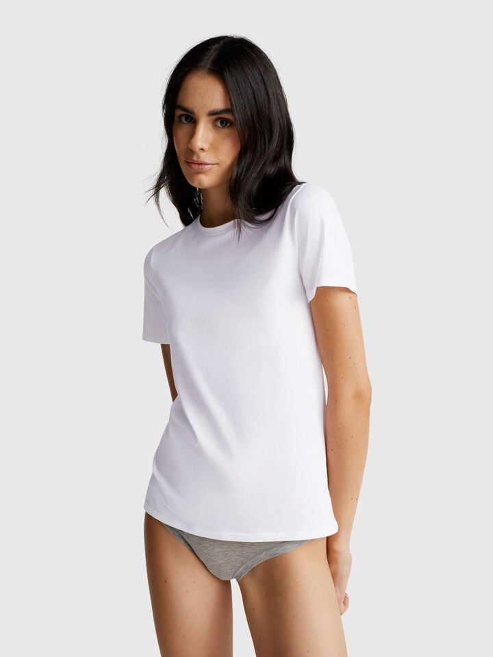benetton T-shirt in super stretch cotton White