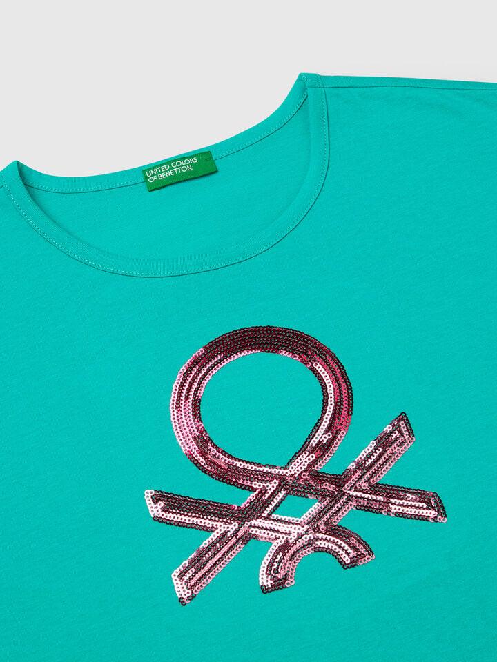 Benetton T-SHIRT Neon Sky Blue