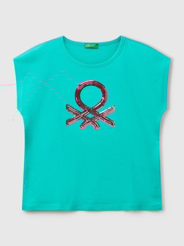 benetton T-SHIRT Neon Sky Blue