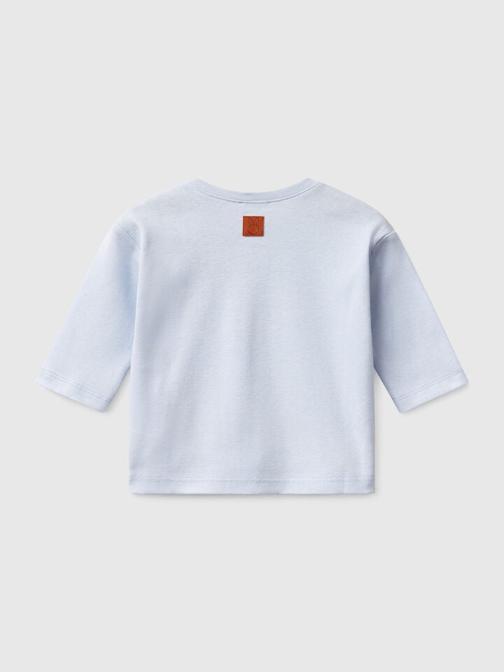 Benetton T-shirt With Animal Print Sky Blue