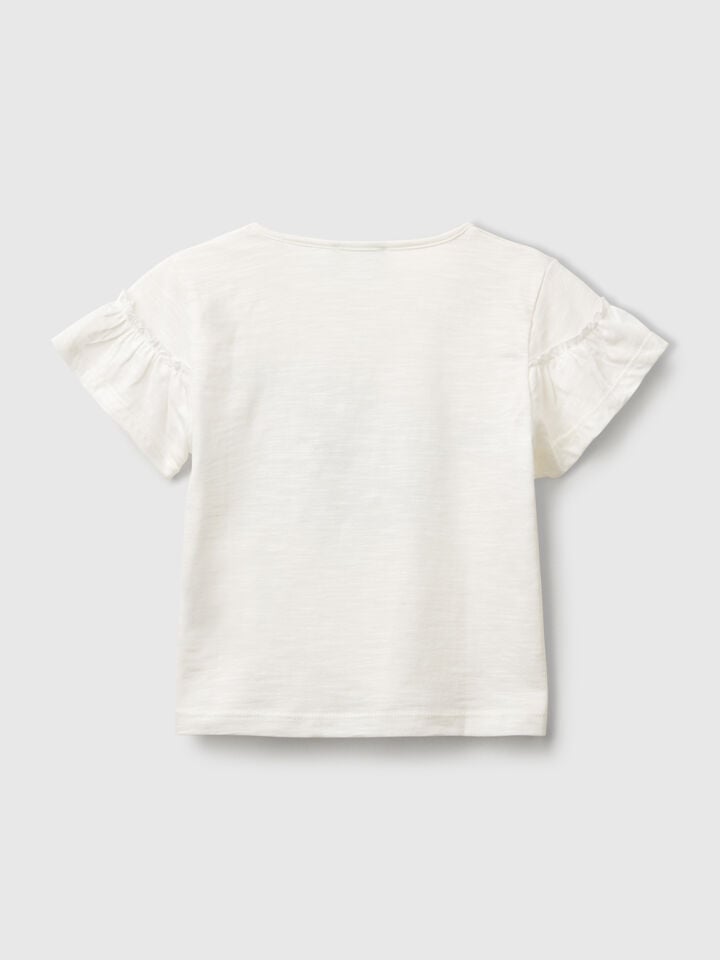 Benetton T-shirt With Applique Creamy White