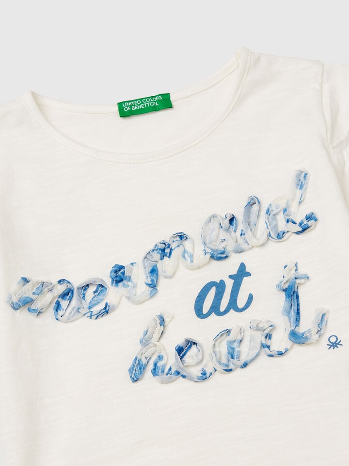 Benetton T-shirt With Applique Creamy White