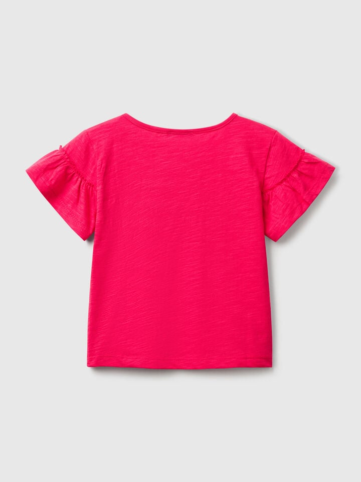 Benetton T-shirt With Applique Fuchsia