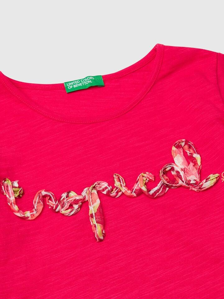 Benetton T-shirt With Applique Fuchsia