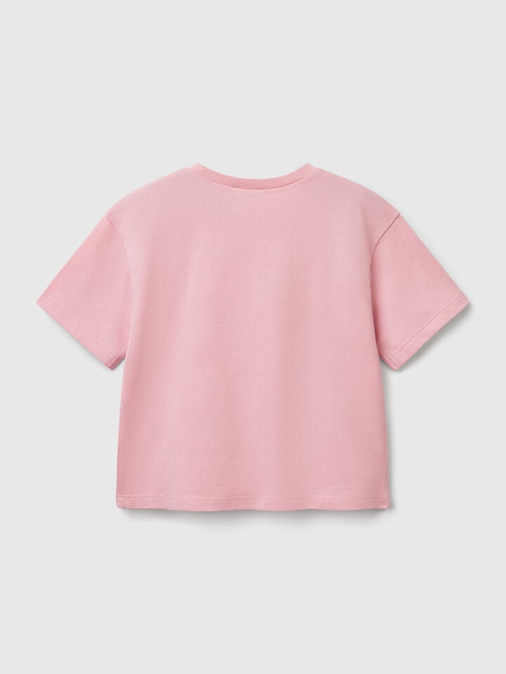 Benetton T-shirt With Applique Pink