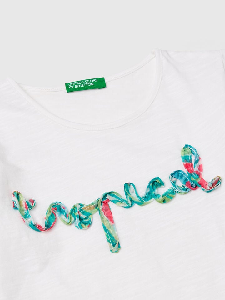 Benetton T-shirt With Applique White