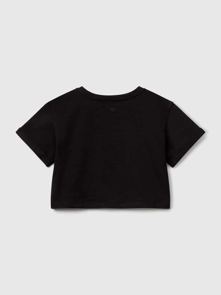 Benetton T-shirt With Embroidery Black